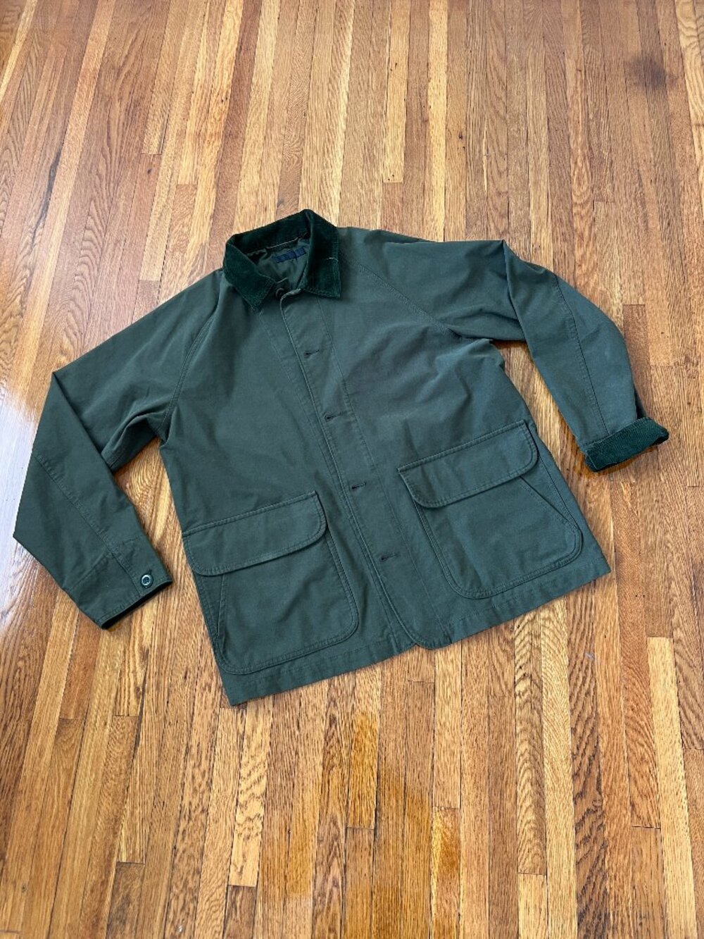 Uniqlo Olive Green Canvas Corduroy Hem Utility Field Jacket - Men's Medium